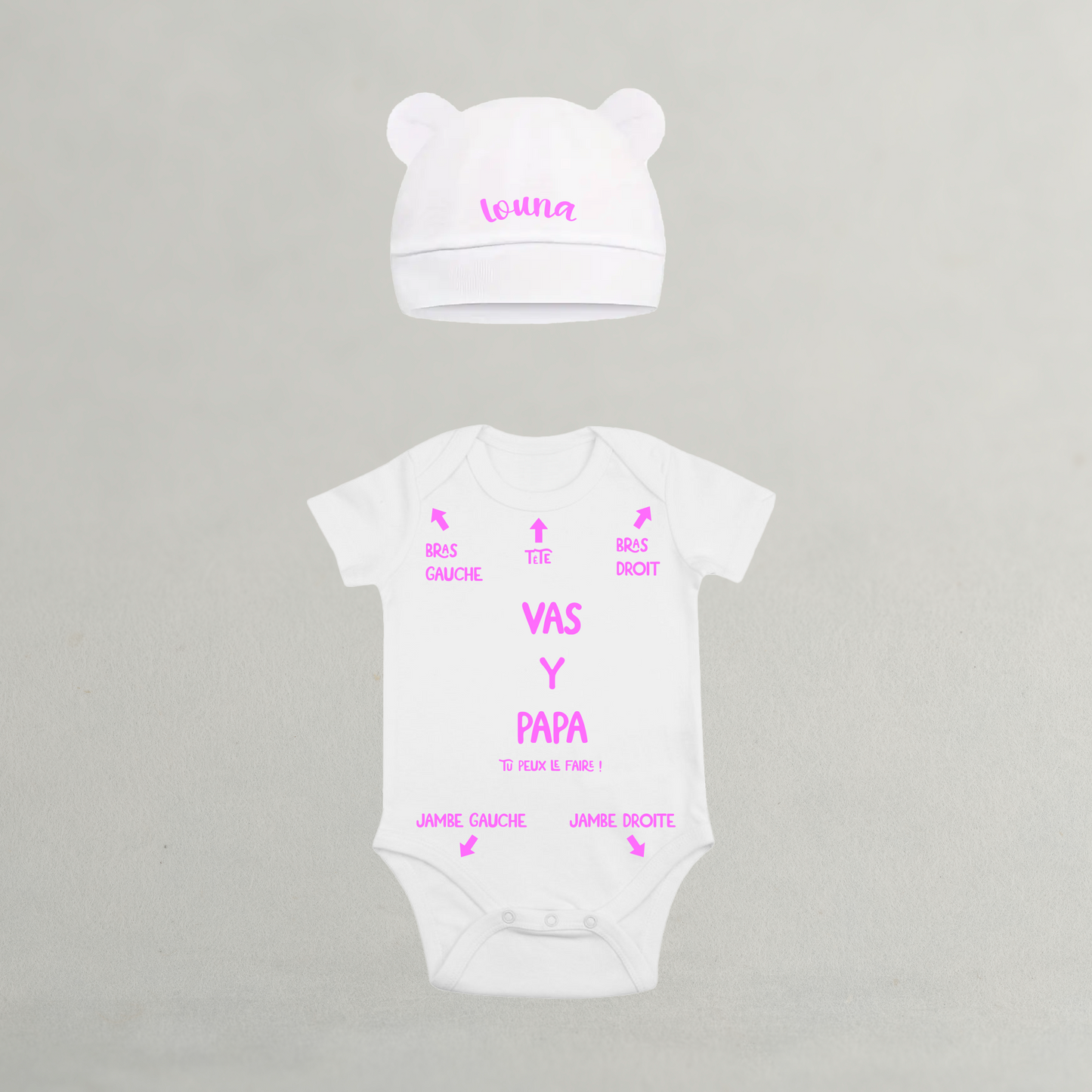 Ensemble Body/bonnet mode d'emploi 100% coton 0-3 mois
