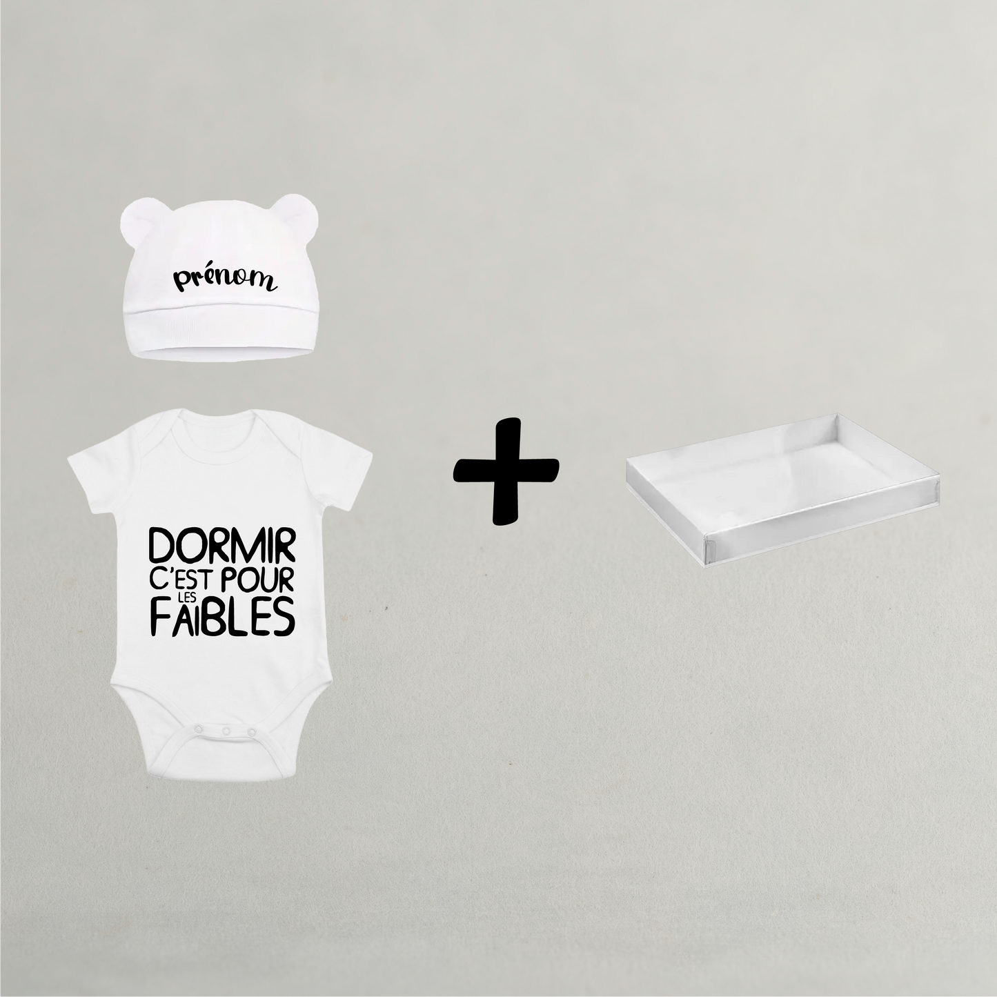 Ensemble Body/bonnet dormir c'est pour les faibles 100% coton 0-3 mois